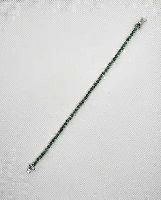Pulsera Riviere Plata 925 Piedras Verdes