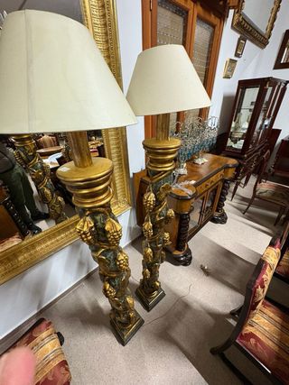 Pareja Lámparas Pie Antiguas Clásicas