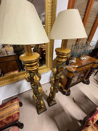 Pareja Lámparas Pie Antiguas Clásicas