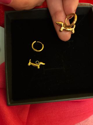 Pendientes perro salchicha dorados