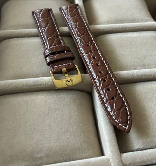 Correa de reloj de piel marrón para Omega (18mm)