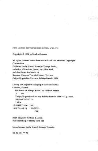 Libro “The House on Mango Street”