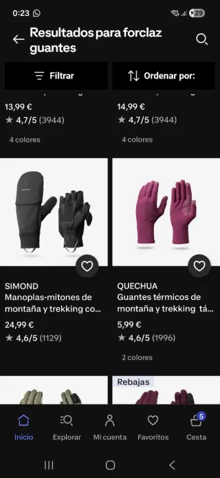 Guantes Forclaz Negro/Azul