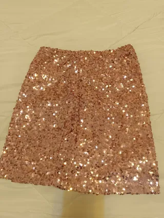 Falda de lentejuelas rosa dorado