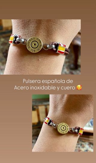 Pulsera española acero y cuero