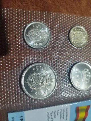 Lote monedas 50, 25, 5 y 1 ptas. España