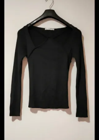 Blusa manga larga escote cruzado