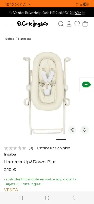 Hamaca Bebé Béaba Up&Down Plus