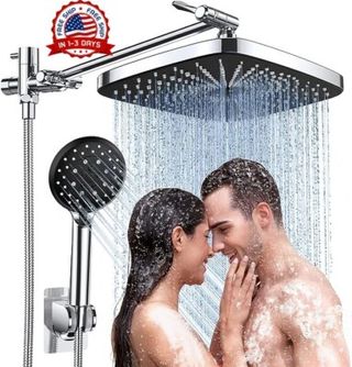 Cabezal de Ducha Lluvia Grande de 40.5cm, Voolan Cabezal de Ducha Cuadrado de Alta Presión de Acero Inoxidable 304 Ducha Cómoda a Baja Presión de Agua Instalación en Pared o Techo (Cromo)