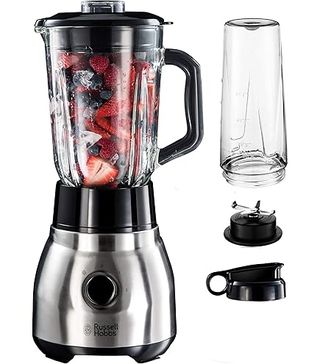 Russell Hobbs \- Batidora de Vaso 2 en 1 \(Jarra de Cristal, Vaso Smoothies, 600 W, Inox, Gris Plata\), 23821\-56