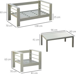 Salón De Jardín De 4 Piezas Con Sofá, 2 Sillas Y Mesa Con Tablero De Vidrio, Cojines Acolchados Desmontables, Oro