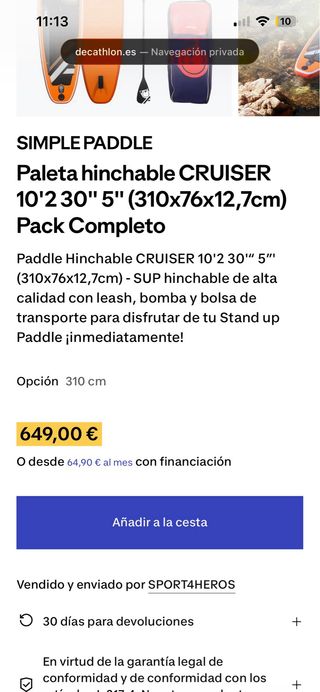 Tabla Padel Surf Hinchable ADRN Completa