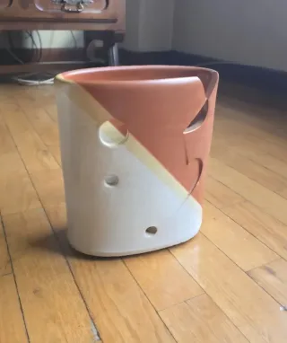 Jarrón terracota beige y naranja