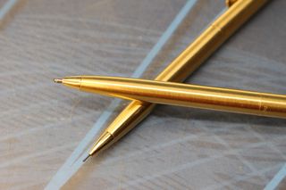 Paper Mate, bolígrafo y portaminas plaqué oro. USA. Vintage.
