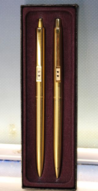 Paper Mate, bolígrafo y portaminas plaqué oro. USA. Vintage.