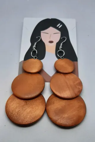 ESPECIAL SAN VALENTÍN- PENDIENTES DISCOS MADERA