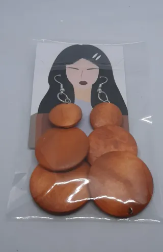 ESPECIAL SAN VALENTÍN- PENDIENTES DISCOS MADERA