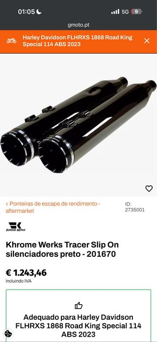 Khrome Werks Tracer Slip On Silenciadores Harley