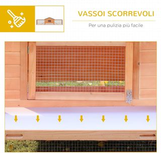 Conejera De Exterior De Madera Con Casita Y 2 Recintos 309X79X86Cm