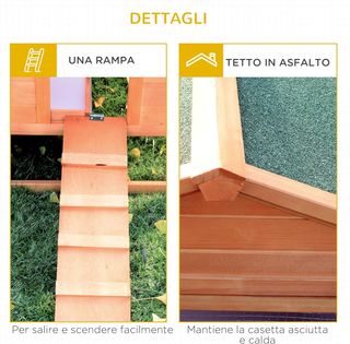 Conejera De Exterior De Madera Con Casita Y 2 Recintos 309X79X86Cm