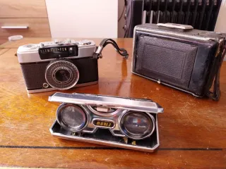 Conjunto Cámaras Olympus, de muelle y prismaticos