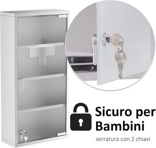 Armario Medicinal Caja para Medicinas de Cuatro Estantes en Acero Inoxidable 30 X 12 X 60Cm