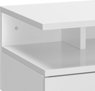 Juego de 2 Mesitas de Noche Suspendidas, Mesitas de Noche Modernas, Con Cajón y Estante Superior de Madera, 35X32X22.5Cm, Blanco Brillante