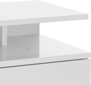 Juego de 2 Mesitas de Noche Suspendidas, Mesitas de Noche Modernas, Con Cajón y Estante Superior de Madera, 35X32X22.5Cm, Blanco Brillante