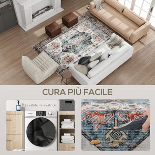 Alfombra Vintage Antideslizante y Lavable, Alfombra para Sala de Estar y Dormitorio de Pelo Corto, 230X160 Cm, Multicolor