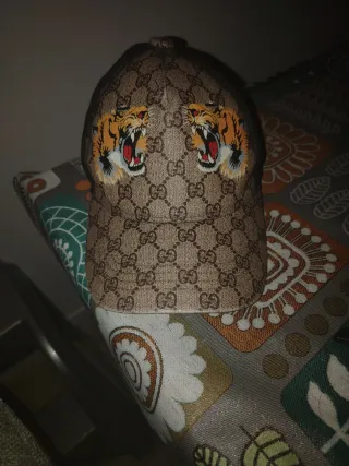 Gorra Gucci Beige y Marrón con Tigres