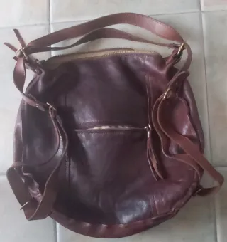 Bolso Mochila Piel Marrón