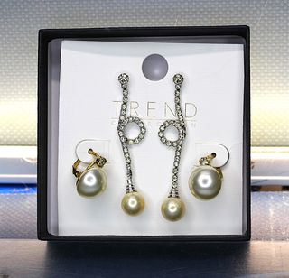 Pendientes vintage de perlas de agua dulce.