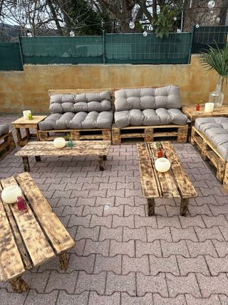 Sofá Palets Exterior Beige y Marrón