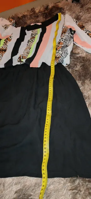 Vestido dos piezas estampado animal print y rayas