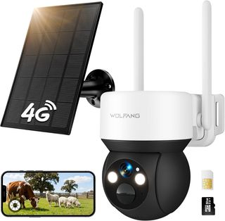 WOLFANG WT08‑WB Cámara 4G solar 2.5K IP66 microSD