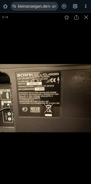 Televisor Sony Bravia 40 Full HD – Gris/Plat