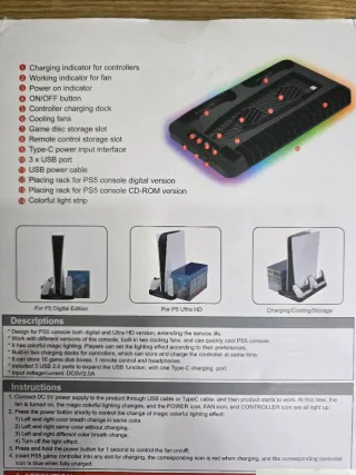 Estación Carga y Refrigeración PS5 Fat