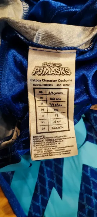 Disfraz Catboy Pjmasks Talla 4-6