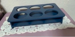 Bandeja para vasos de madera azul
