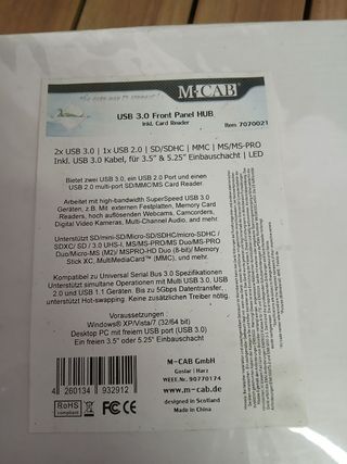 Panel Frontal PC 2x USB 3.0 + Lector Tarjetas