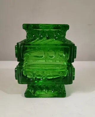 Coppia Posacenere/Portaoggetti in vetro all'uranio