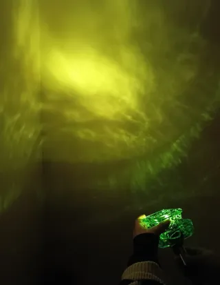 Coppia Posacenere/Portaoggetti in vetro all'uranio