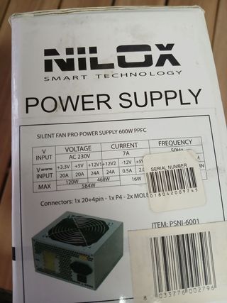 Nilox PSNI - Fuente de alimentación para PC 500 W