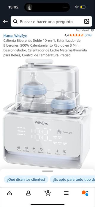 WityEye Calienta Biberones Doble 10-en-1