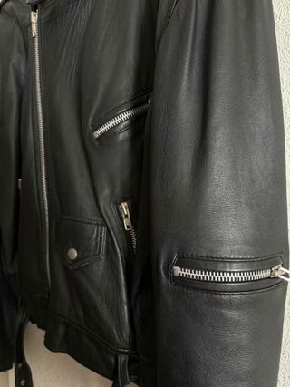 Chaqueta Cuero Vintage Negra