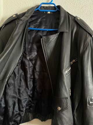 Chaqueta Cuero Vintage Negra