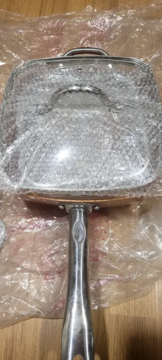 Sartén cuadrada de cobre nueva con base d inducció