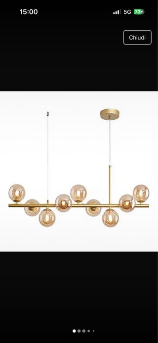 Lampadario sospeso moderno oro ambra
