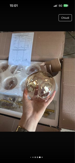 Lampadario sospeso moderno oro ambra