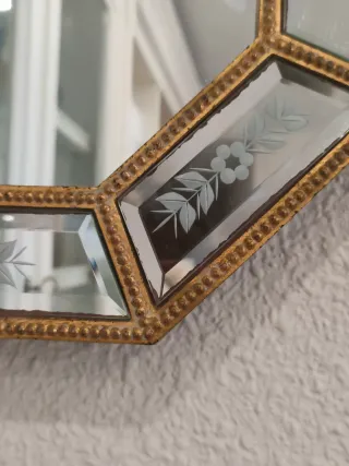 Espejo Octogonal Veneciano Dorado